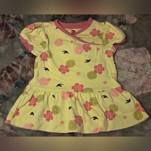 Tea Collection Yellow Baby Dress with Pink Trim